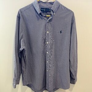 Ralph Lauren Classic Fit Dress Shirt 16.5 32/33 Navy and White Small Check